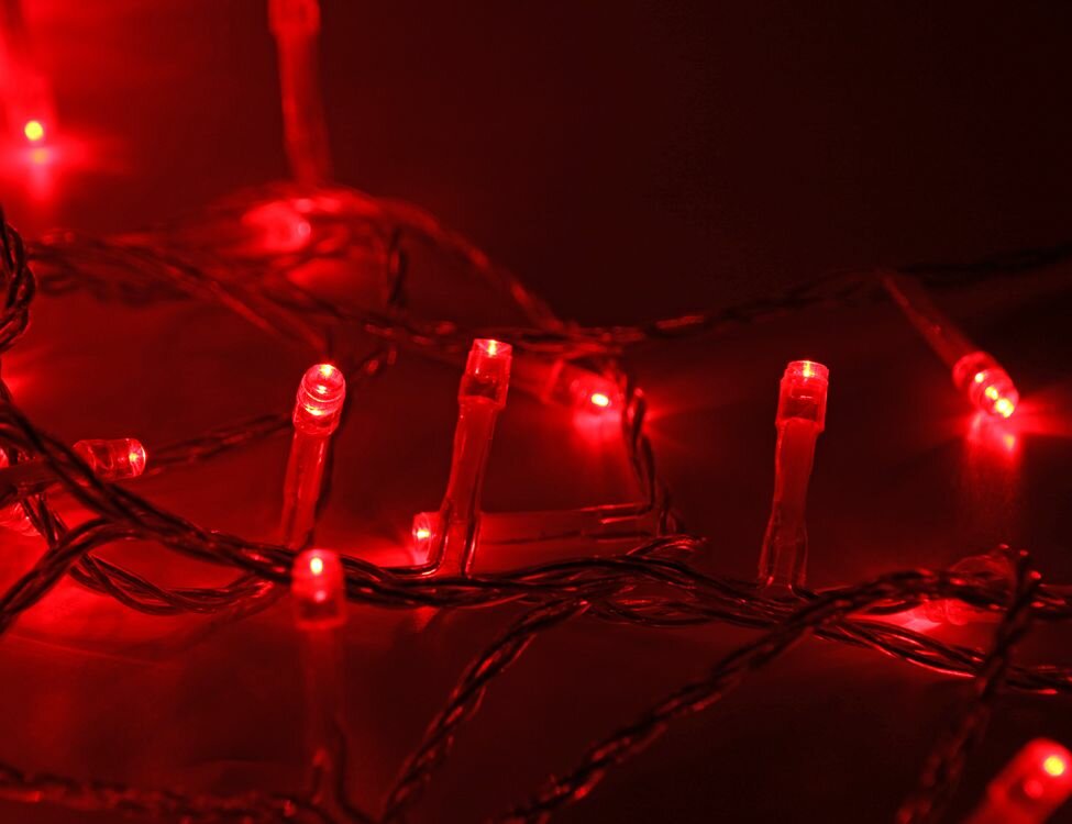 Светодиодная гирлянда 120 красных LED ламп 12 м, прозрачный ПВХ, соединяемая, IP44, SNOWHOUSE LD120-R-E