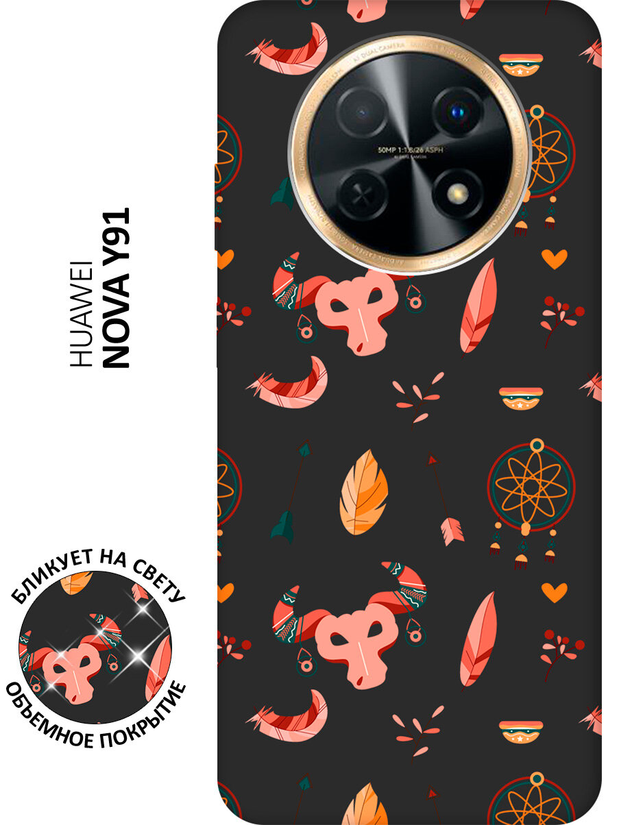 Матовый чехол Boho для Huawei nova Y91 / Хуавей нова У91 с 3D эффектом черный