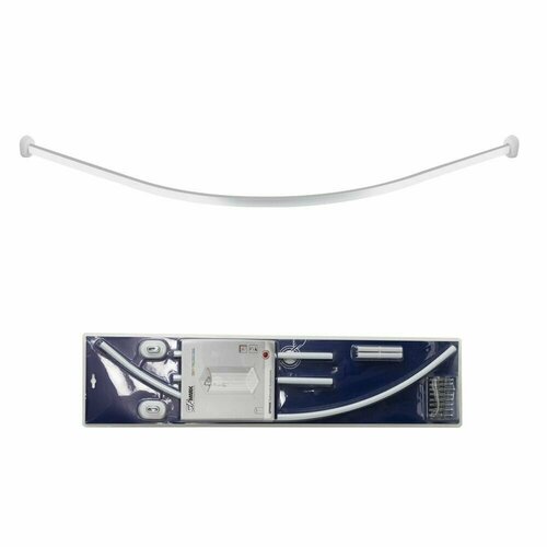 Карниз для ванной GFmark 100014 белый угловой 1600 мм закруглённый овальная труба