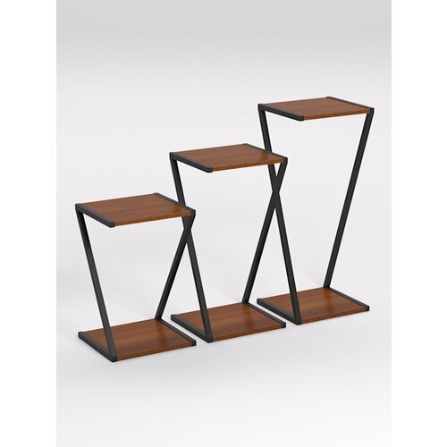 Подставка для цветов №8 в стиле лофт, Орех 90 x 34 x 80 см