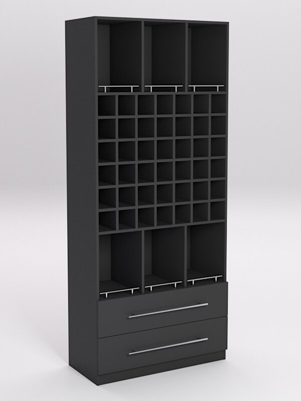 Шкаф для рубашек и галстуков №2, Черный 90 x 40 x 210 см