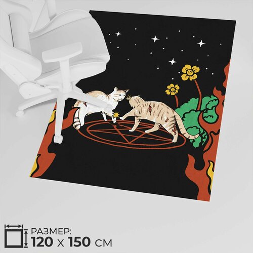 Защитный коврик под компьютерное кресло коты