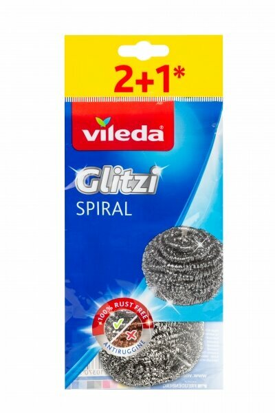 Губка абразивная Vileda "Inox", металл, для металла и посуды, 3 шт — фото 1