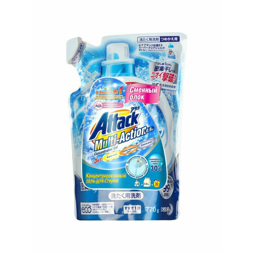 Attack Гель для стирки 3 в 1 multi-action 690мл, сменный блок.
