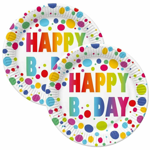 Pol-Mak Тарелки Happy Birthday, 22.7 см, 2 упаковки по 8 шт арт. TD02OG34601