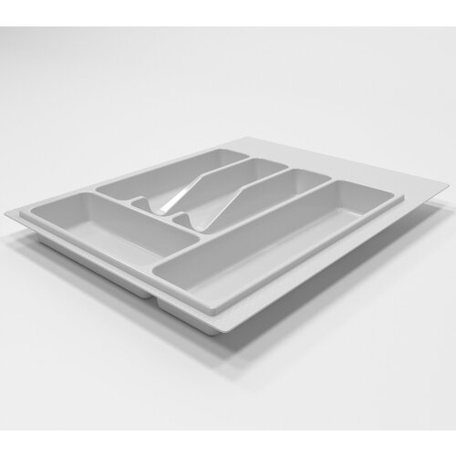 Лоток для столовых приборов, органайзер для столовых приборов в ящик 400 мм, светло-серый, 390(340)х495х45 мм