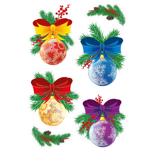 Наклейка Елочные шарики 23x36 см 1194₽