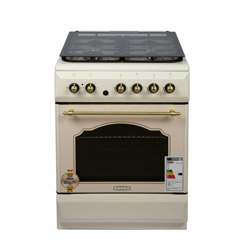 Комбинированная плита Danke 6060021гэ-3 Газовые и 1 Электрическая конфорки Ретро Бежевый цвет в размере 60x60см с электрической духовкой 3000000₽