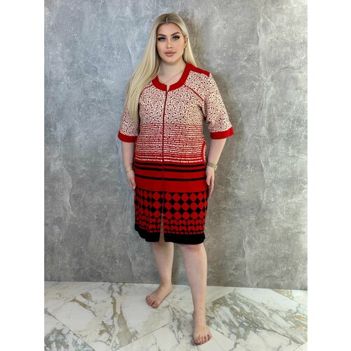 фото Халат , размер xl, бежевый, красный luno