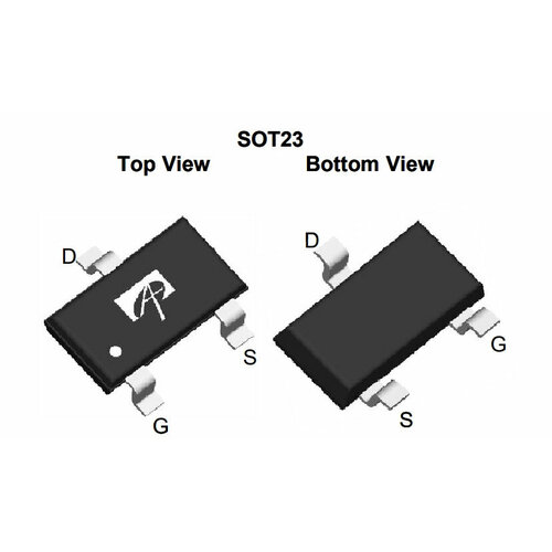 Микросхема AO3416 P-Channel MOSFET 20V 6.5A SOT23-3