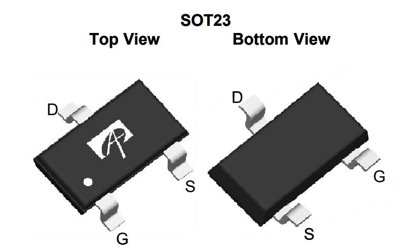 Микросхема AO3416 P-Channel MOSFET 20V 6.5A SOT23-3