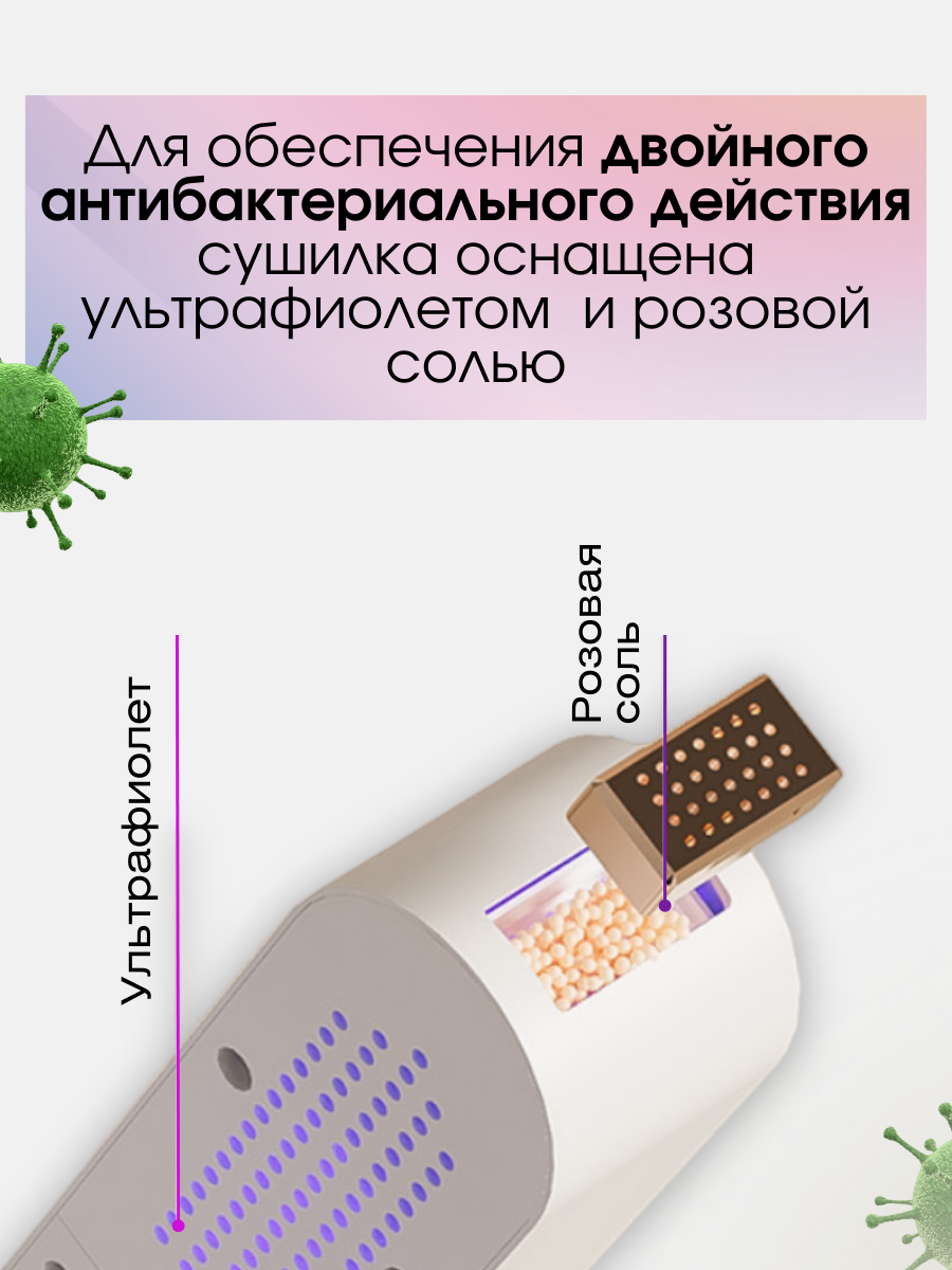 Сушилка для обуви . с ультрафиолетом, с розовой солью . — фото 1