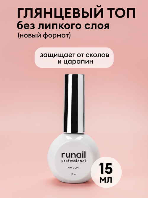 Runail Верхнее покрытие Top Coat Non Sticky, прозрачный, 15 мл, 15 г