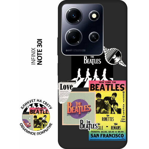 Матовый чехол Beatles Stickers для Infinix Note 30i / Инфиникс Ноут 30ай с 3D эффектом черный матовый чехол cute stickers для infinix note 30i инфиникс ноут 30ай с 3d эффектом черный