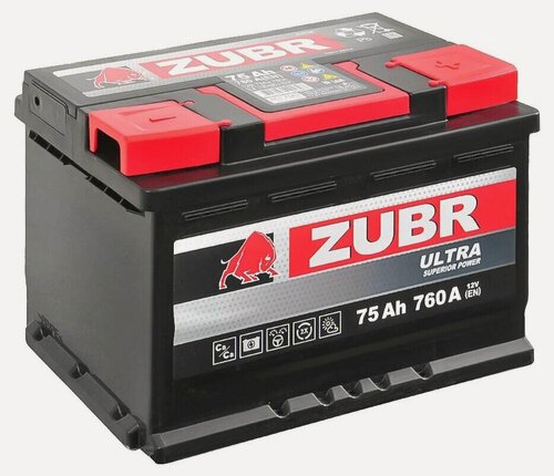 Изображение товара Аккумулятор автомобильный Zubr Ultra 75 А/ч 760 А обр. пол. Евро авто (278х175х190) ZU750