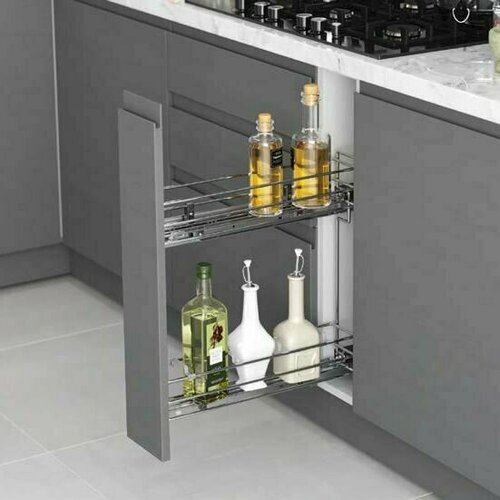 Бутылочница Starax 2-х. ярусная, ширина базы 150 тандем BLUM, полн. выдв, хром, левая