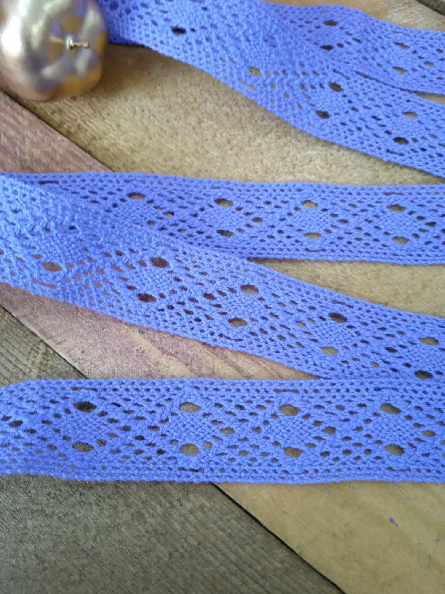 Кружево вязаное ширина 20 мм длина 20 м цв. сиреневый для шитья рукоделия и творчества