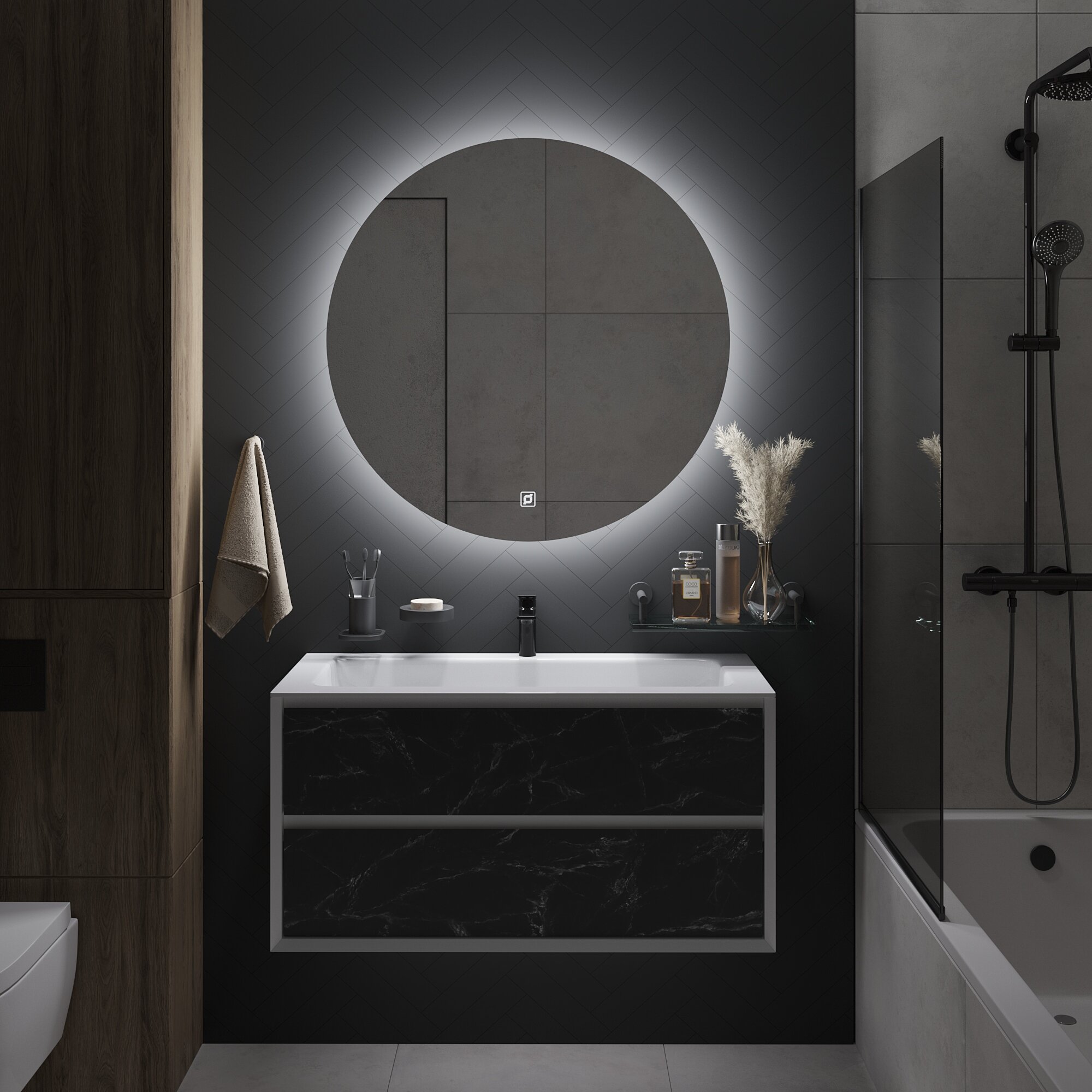 Зеркало для ванной с подсветкой серхио 90 см круглое 6000К - фотография № 5