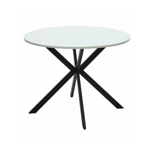 Стол вега D100 Белый, стекло/ черный каркас