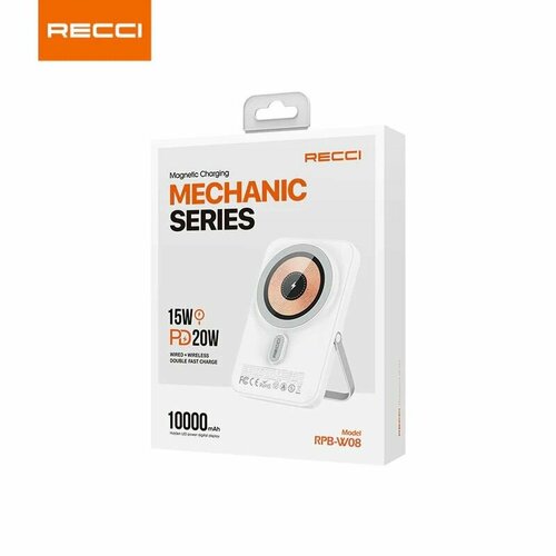 Внешний аккумулятор Recci Mechanic Series RPB-W08 10000mAh PD 20W15W - White 4400₽