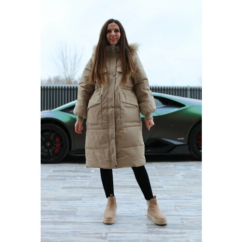 Куртка , размер 50/52, бежевый новинка 2023 зимняя женская повседневная свободная куртка теплая вельветовая куртка зимняя одежда женский пуховик
