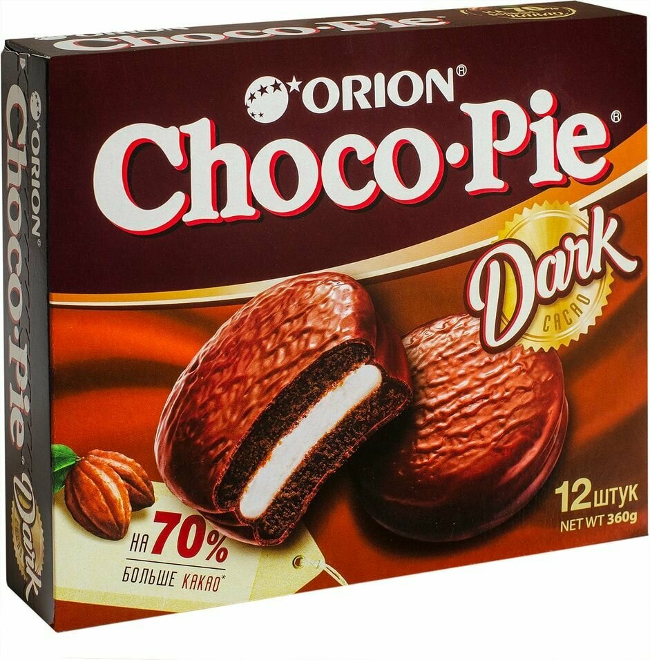 Пирожное Orion Choco Pie Dark в глазури 12шт*30г х1шт