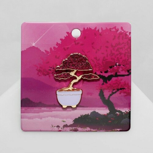 значок pinpinpin сакура розовая Значок Queen Fair, эмаль, мультиколор, желтый