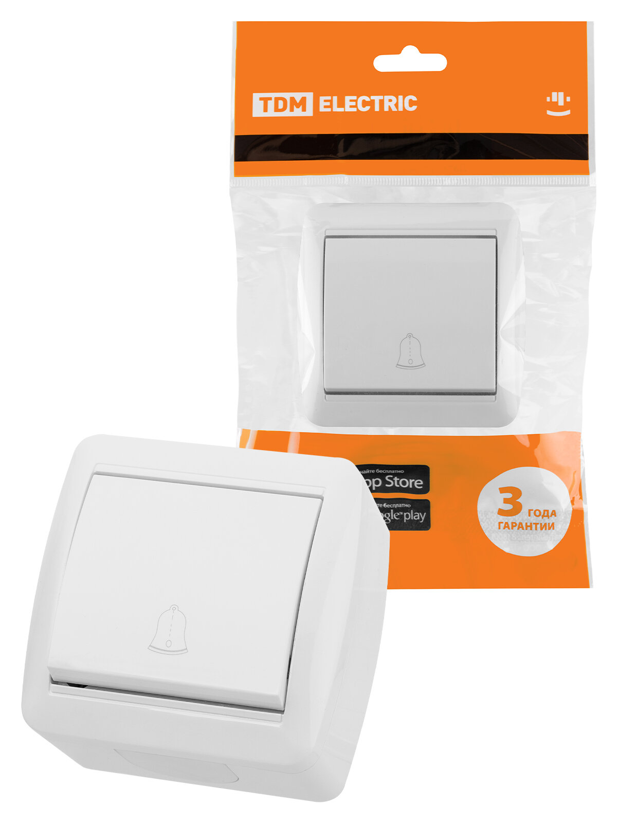 фото Кнопка звонковая открытой установки IP44 6А белая "Селигер" TDM