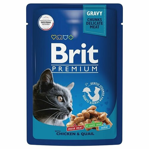 Brit Premium Корм консервированный для взрослых кошек цыпленок и перепелка в соусе, 85гр, 3 штуки пауч brit premium для взрослых кошек цыпленок и перепелка в соусе 85гр 4шт