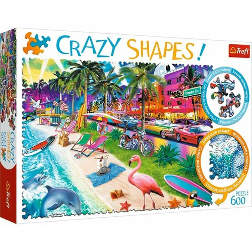 Пазл Trefl 600 деталей: Пляж в Майами (Crazy Shapes) пазл trefl crazy shapes лицом к лицу с тигром 600 элементов