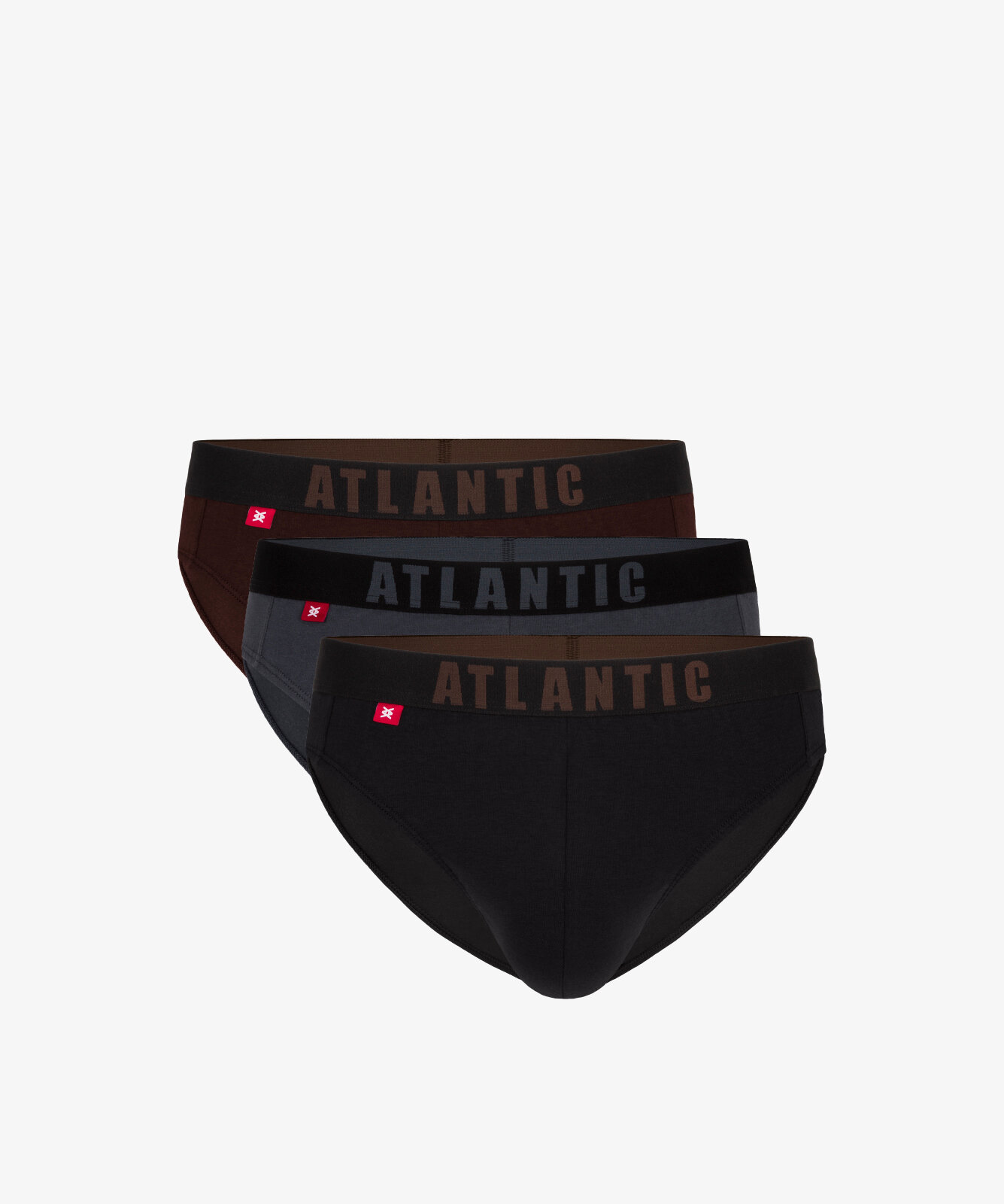 Мужские трусы слипы (спорт) Atlantic (Атлантик) набор 3 шт. 3MP-094/02 XXL, шоколадный, графитовый, черный
