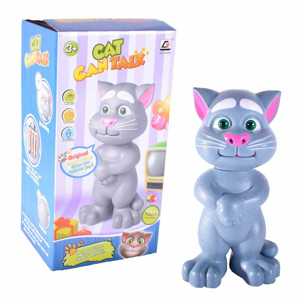 "Кот Том" от бренда Miksik - говорящая интерактивная игрушка высотой 20 см