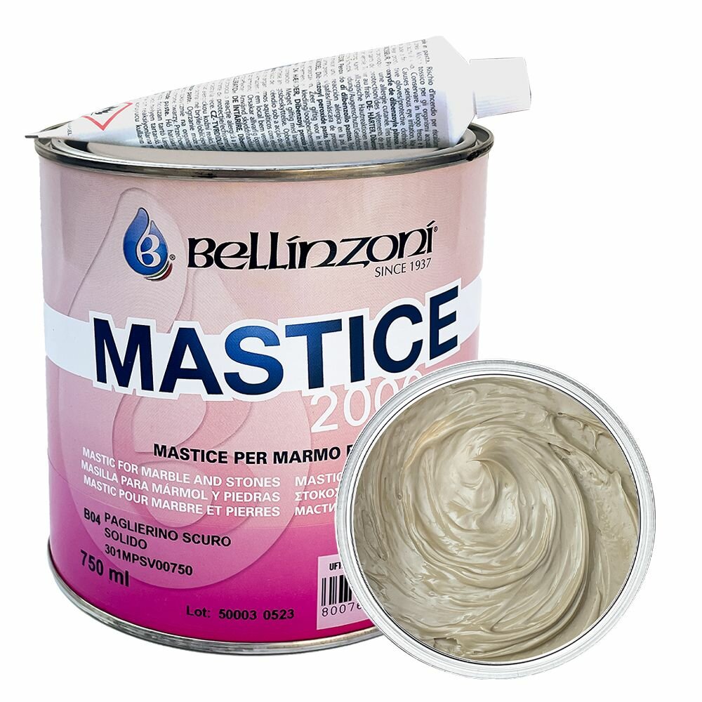 фото Густой полиэфирный клей-мастика MASTICE 2000 BELLINZONI (Мастика 2000 Беллинзони) для камня, темно-бежевый (04)