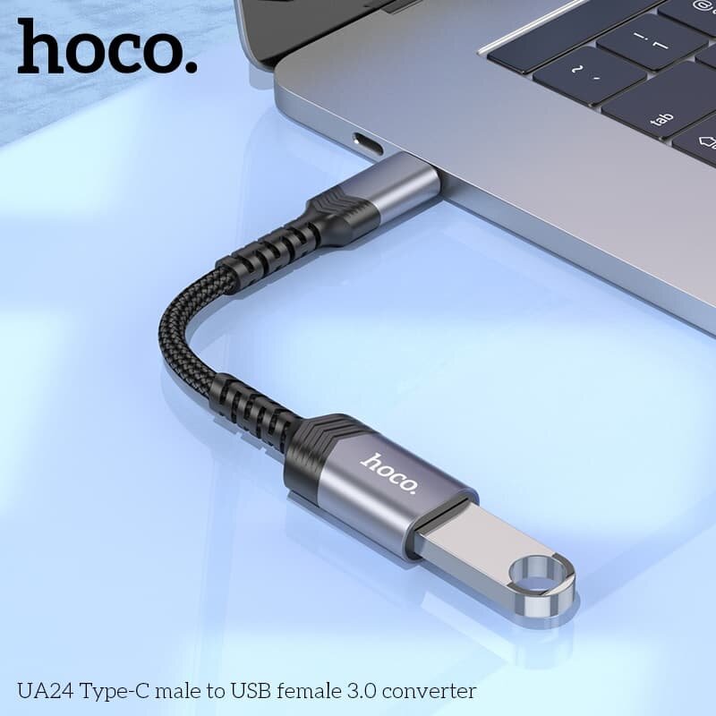 Адаптер переходник Hoco UA24, OTG, Type-C, USB 3.0, металл, 16 см — фото 1