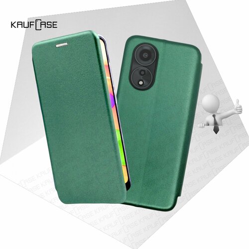 Чехол книжка KaufCase для телефона Oppo A58 (CPH2577) (6.56), темно-зеленый. Трансфомер чехол книжка kaufcase для телефона oppo a17 cph2477 6 56 темно зеленый трансфомер