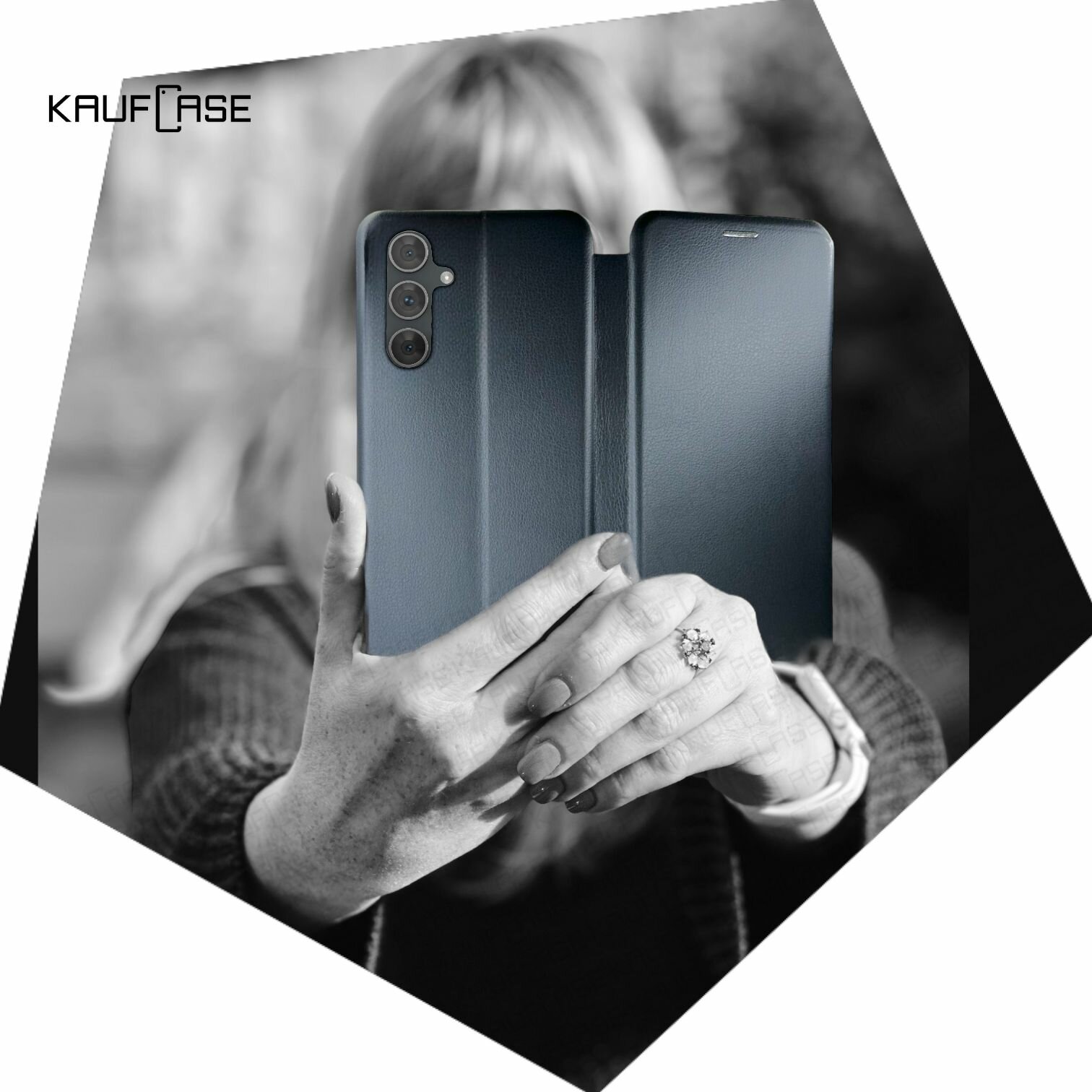 Чехол книжка KaufCase для телефона Samsung A15 (6.4"), темно-синий. Трансфомер