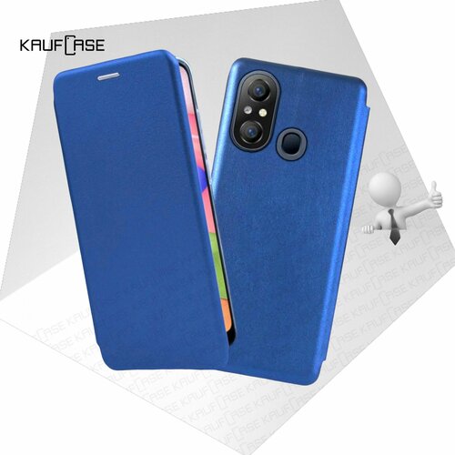 Чехол книжка KaufCase для телефона Itel A49 (6.6), синий. Трансфомер