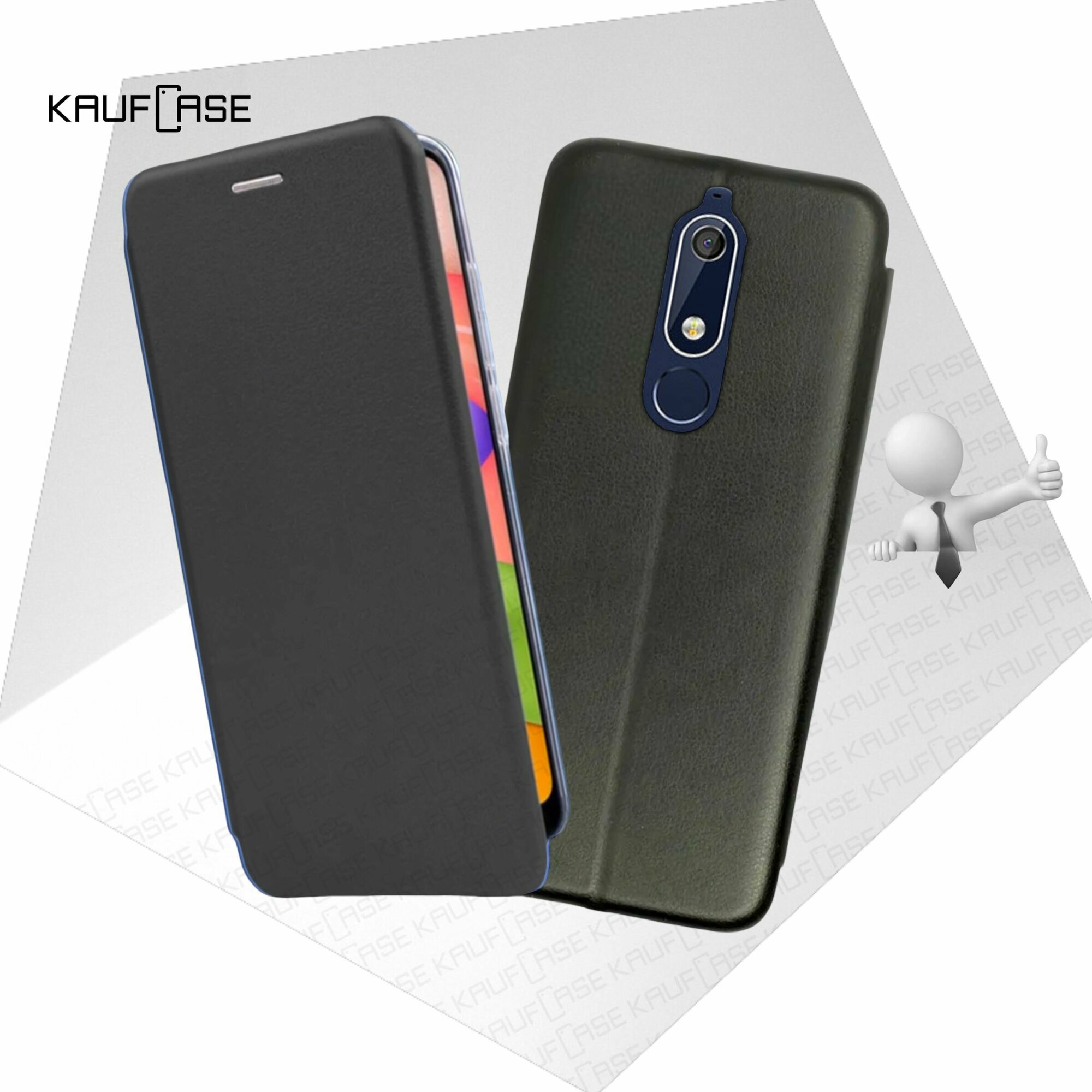 Чехол книжка KaufCase для телефона Nokia 5.1 (TA-1075) (5.5"), черный. Трансфомер