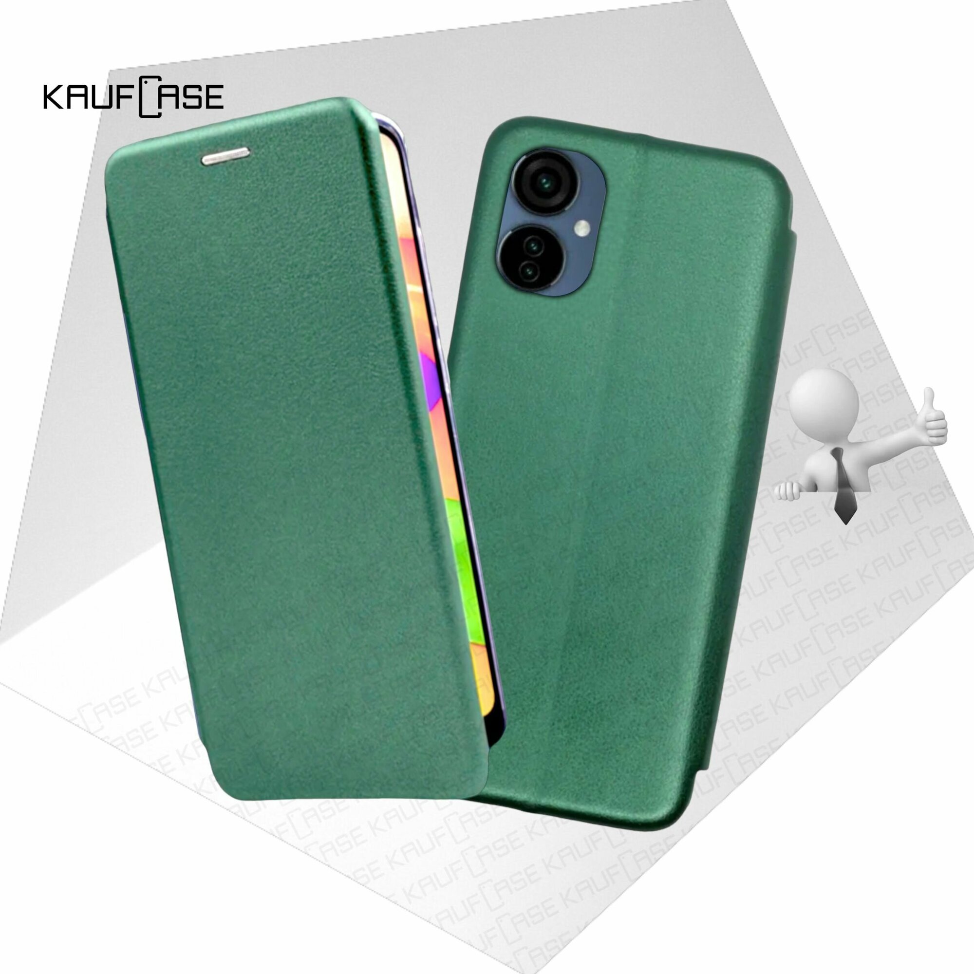 Чехол книжка KaufCase для телефона Tecno Camon 19 Neo (CH6i) (6.8"), темно-зеленый. Трансфомер