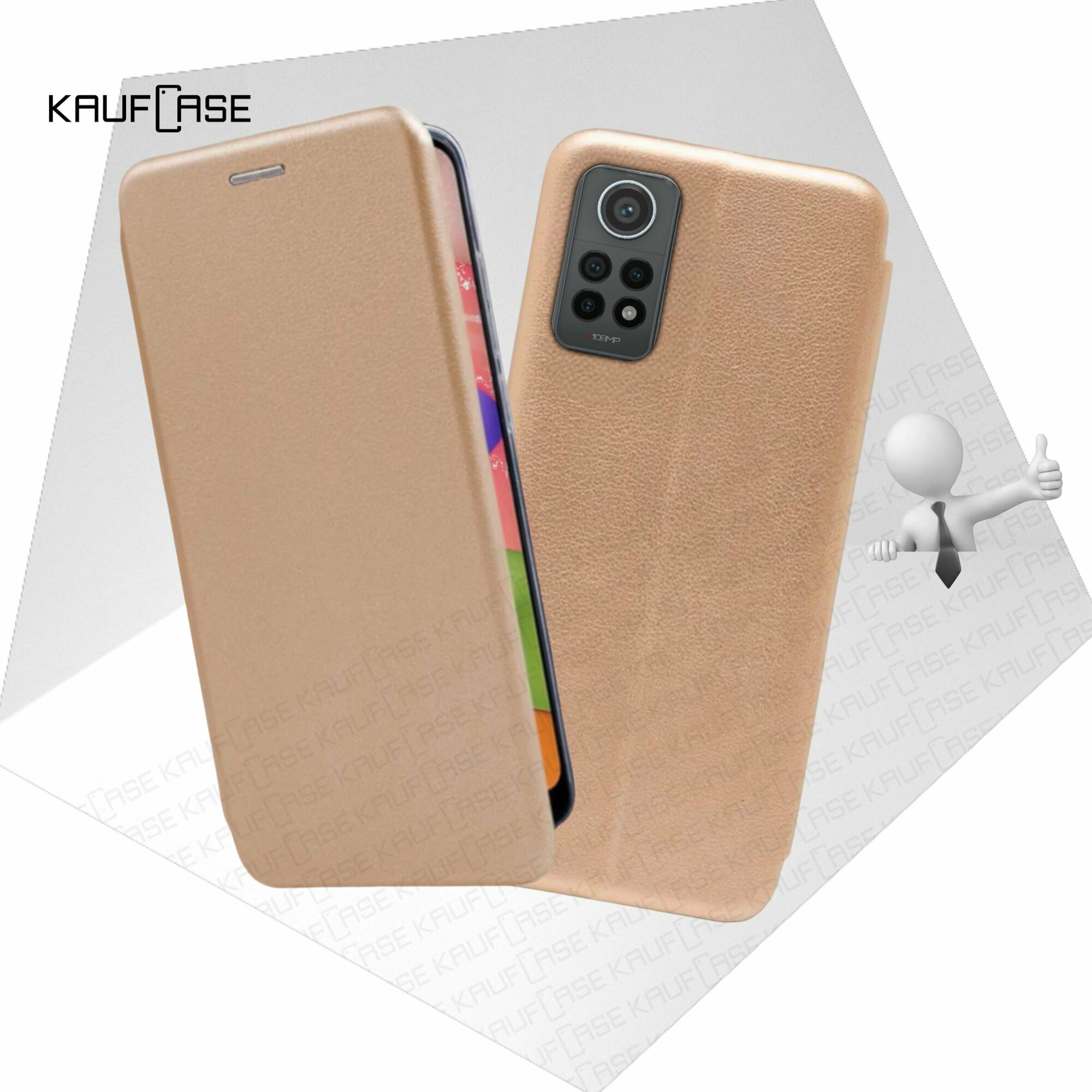 Чехол книжка KaufCase для телефона Xiaomi Redmi Note 12 Pro 4G (6.67"), золото. Трансфомер