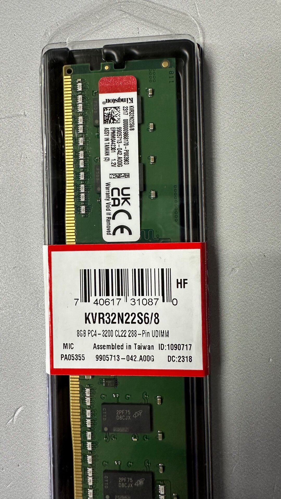 Память оперативная DDR4 8Gb Kingston 3200MHz CL22 (KVR32N22S6/8)