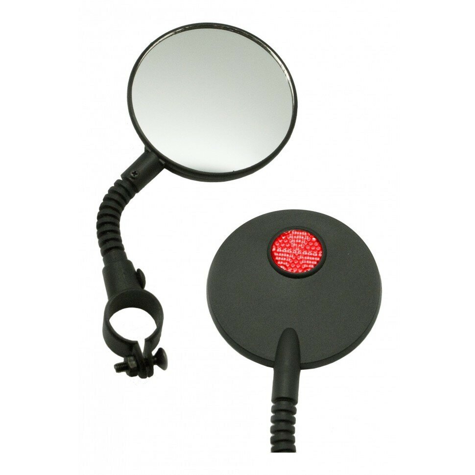 Зеркало круглое D:2" на гибкой ножке с красным катафотом на обратной стороне