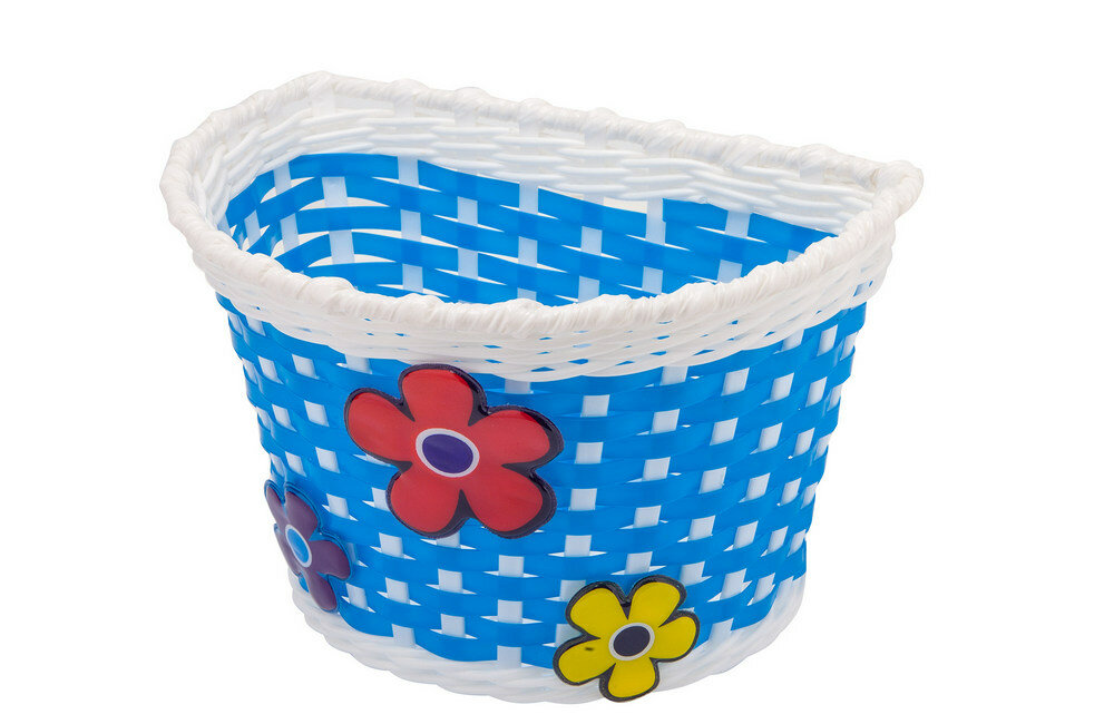 фото Stels Велокорзина HL-BS04 «Цветы» для детских вел, цвет Синий-Белый