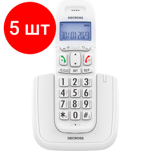 Комплект 5 штук, Радиотелефон DECT DECROSS DC1004 белый