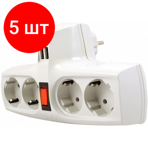 Комплект 5 штук, Сетевой фильтр Pilot T USB