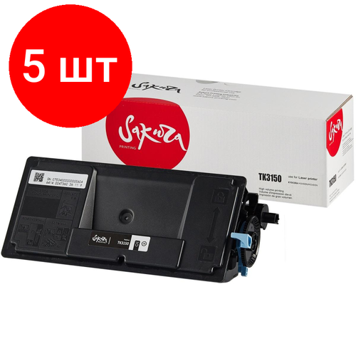 Комплект 5 штук, Картридж лазерный SAKURA TK-3150 чер. для Kyocera Mita M3040idn/M3540idn картридж sakura tk8335k для kyocera mita черный 25000 к taskalfa3252ci