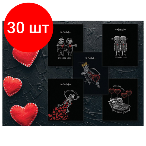 Комплект 30 шт, Тетрадь А5, 48 л, пзбм, скоба, клетка, Soft Touch, фольга, конгрев, лак, Вечная любовь (5 видов), 028930 тетрадь а5 48 л пзбм скоба клетка soft touch фольга конгрев лак вечная любовь 5 видов 028930 404461