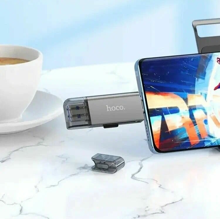 OTG Картридер USB 3.0/ Type-C Металлический- Hoco. Передача до 2 TB — фото 3