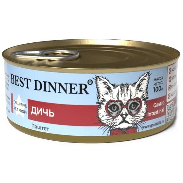 Best Dinner Exclusive Vet Profi Gastro Intestinal для кошек паштет Дичь 100г