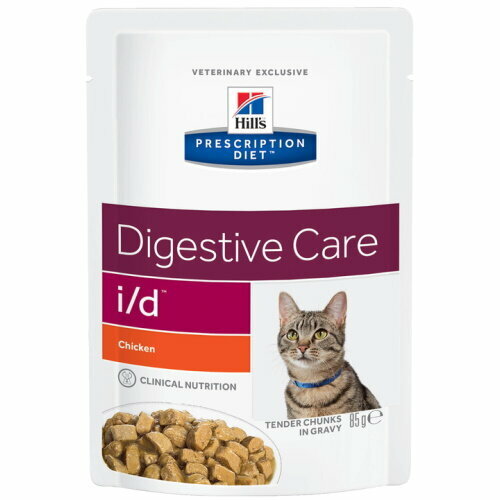 hills hills prescription diet cat i d digestive care сухой корм для кошек при расстройствах пищеварения и заболеваниях жкт с курицей 1 5 кг Hills I/D консервы для кошек полноценный диетический рацион при заболеваниях ЖКТ Курицей 12х85гр